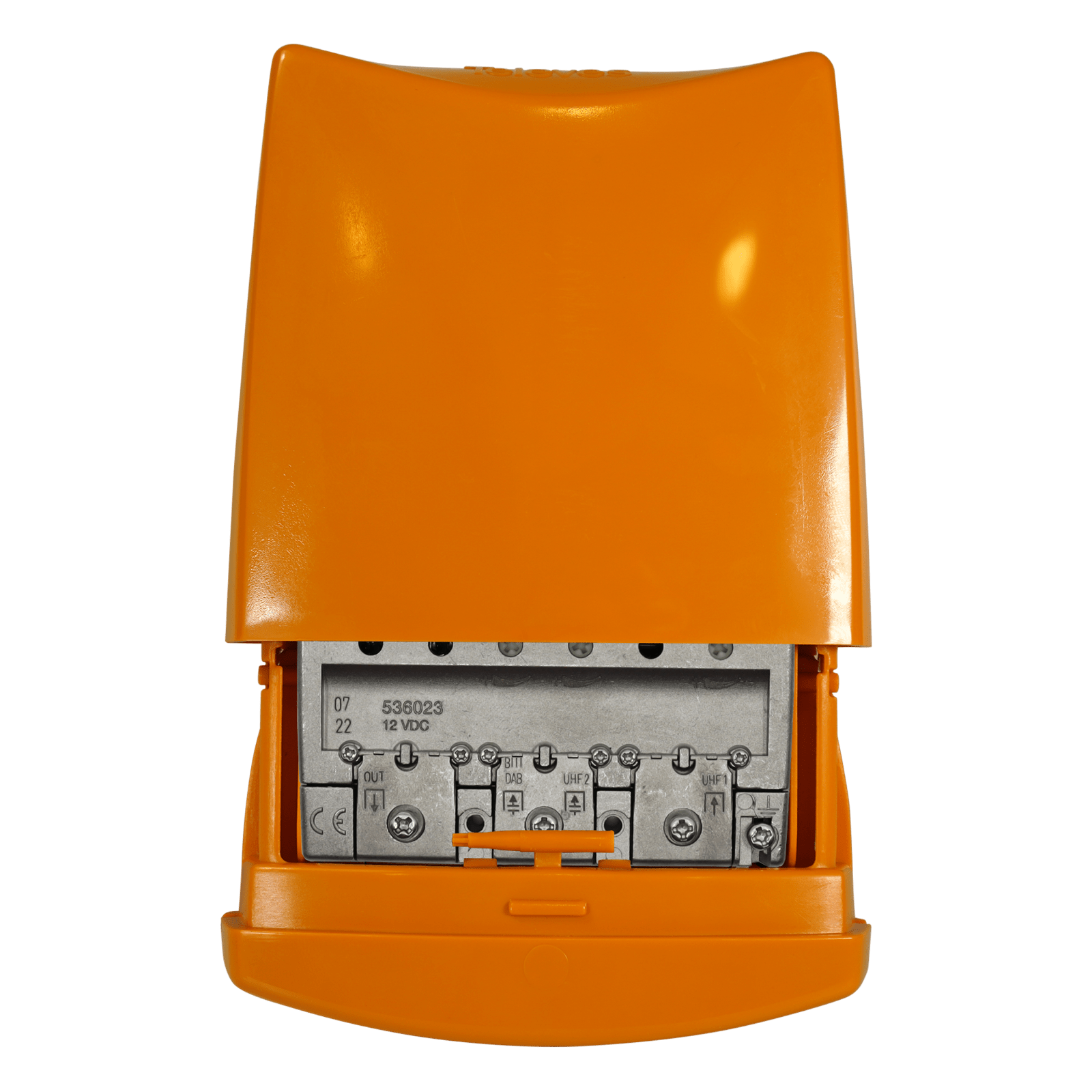 TELEVES - Amplificatore da palo 12V basso guadagno 3 ingressi BIII/DAB-UHF-UHF G28DB VU.