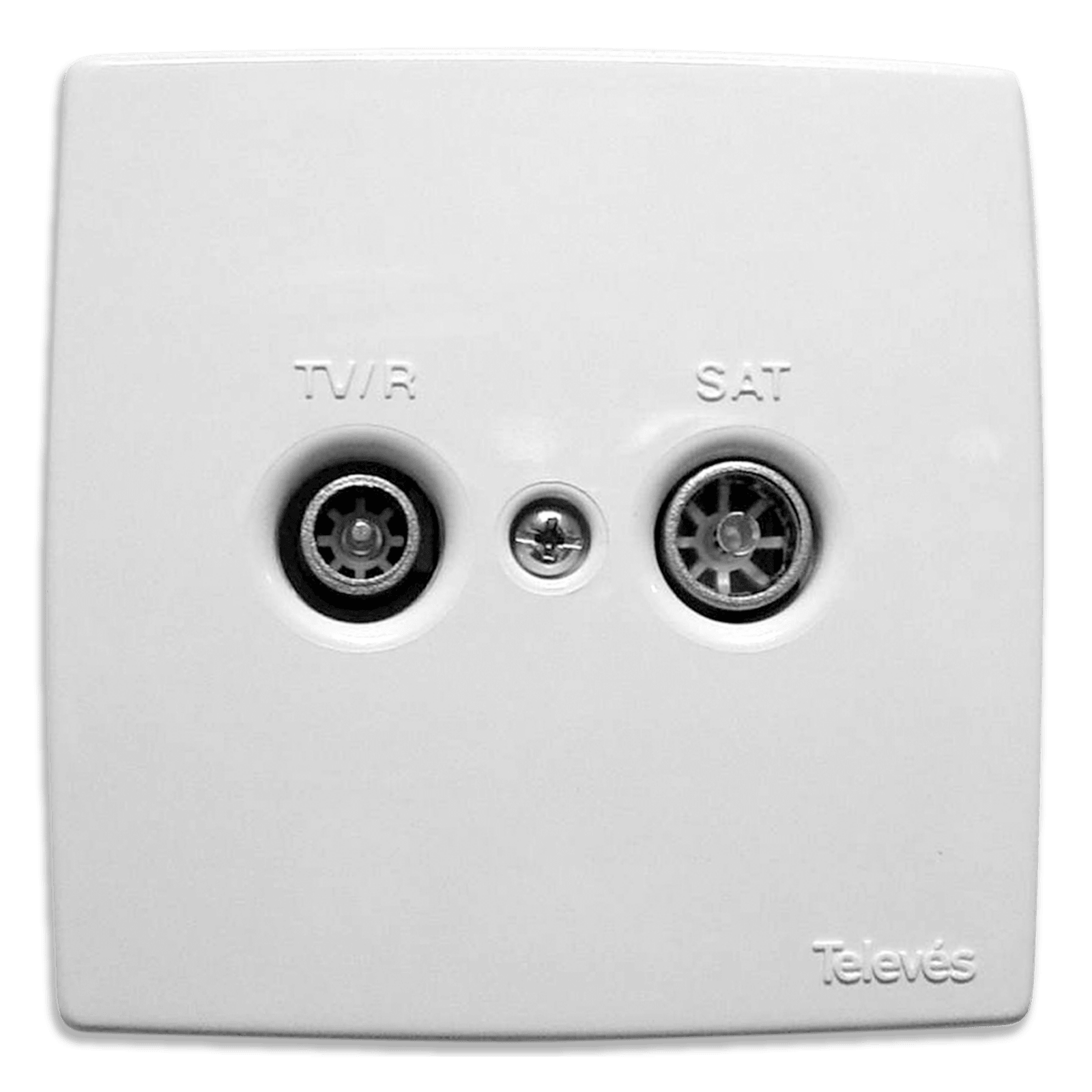 TELEVES - Coperchio bianco TV/SAT 2 Connettori per presa R-SAT.
