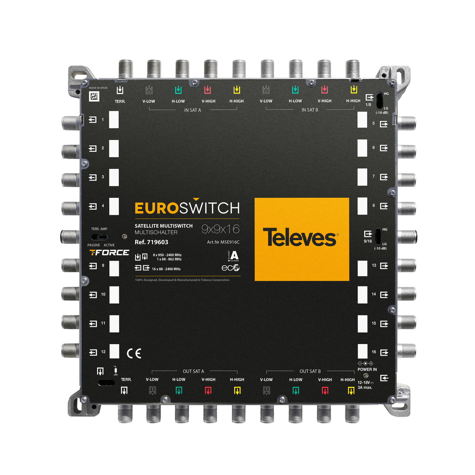 TELEVES - Euroswitch 9x9x16 terminal a cascata ingressi e uscite.