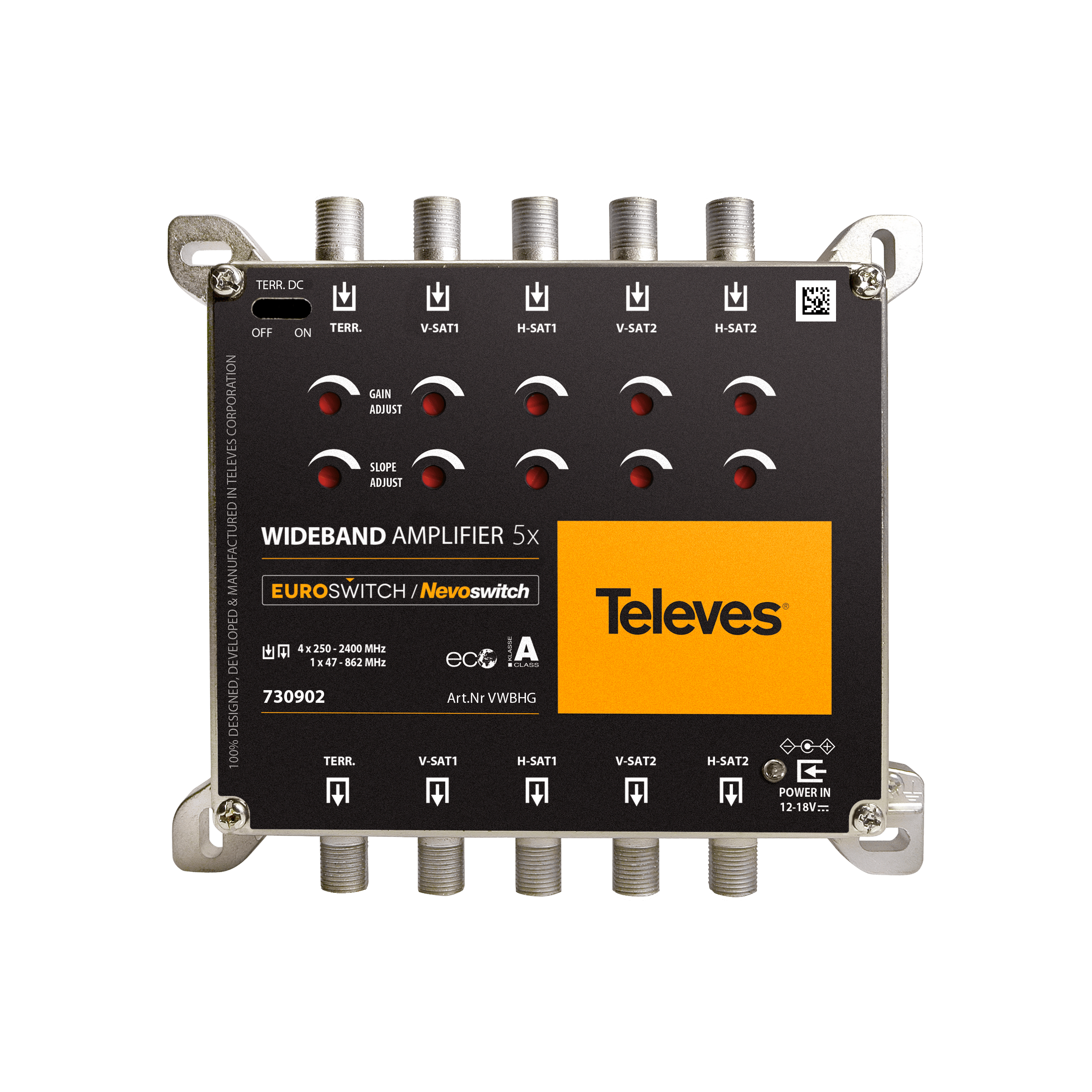 TELEVES - Amplificatore Euro/Nevo WideBand Switch 27/29dB, 5 ingressi (2 satelliti)