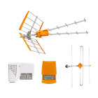 TELEVES - Kit: Antenna Zenit UHF + Antenna DAB + Amplificatore da palo, 3 ingressi + Alimentatore 12V.