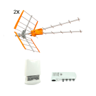 TELEVES - Kit: 2x Antenna V Zenit UHF + Amplificatore da palo SmartKom con Alimentatore 12V.