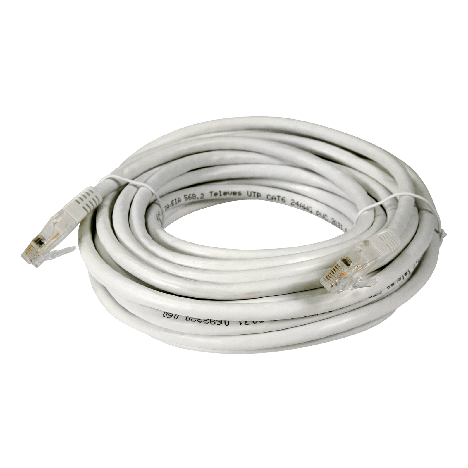 TELEVES - Cavo patch Ethernet Cat6 UTP in rame PVC, bianco, lunghezza 7 metri.