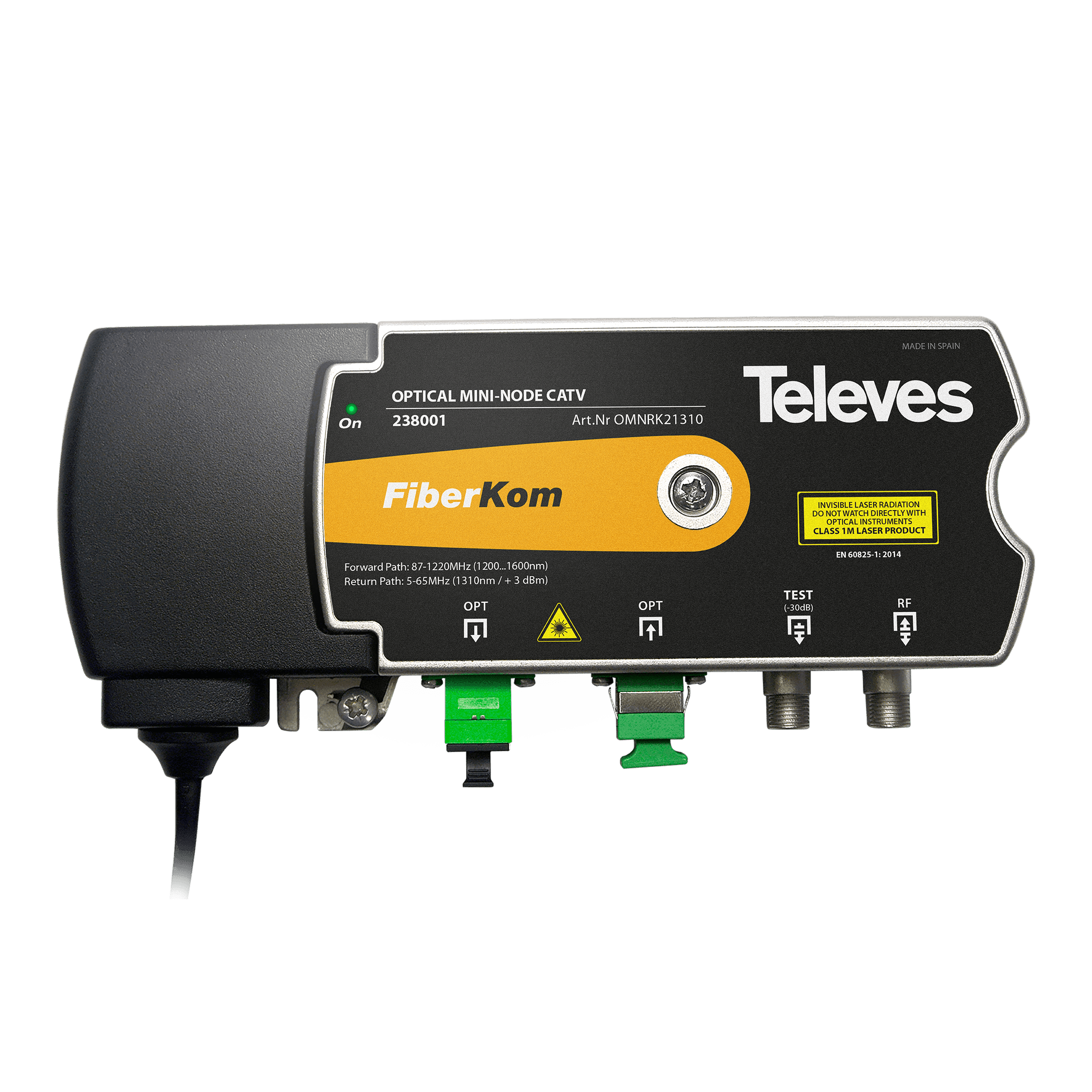 TELEVES - Mini-nodo ottico FiberKom CATV OLC con emissione canale di ritorno (2 fibre) 1200...1600nm, Ritorno: 1310nm Po 3dBm.