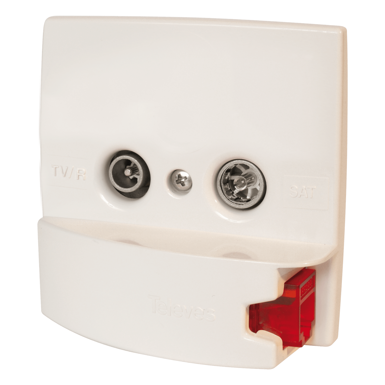 TELEVES - Coperchio bianco per Presa TV/R-SAT e RJ45 con 2 Connettori per TV/R-SAT + DATA.