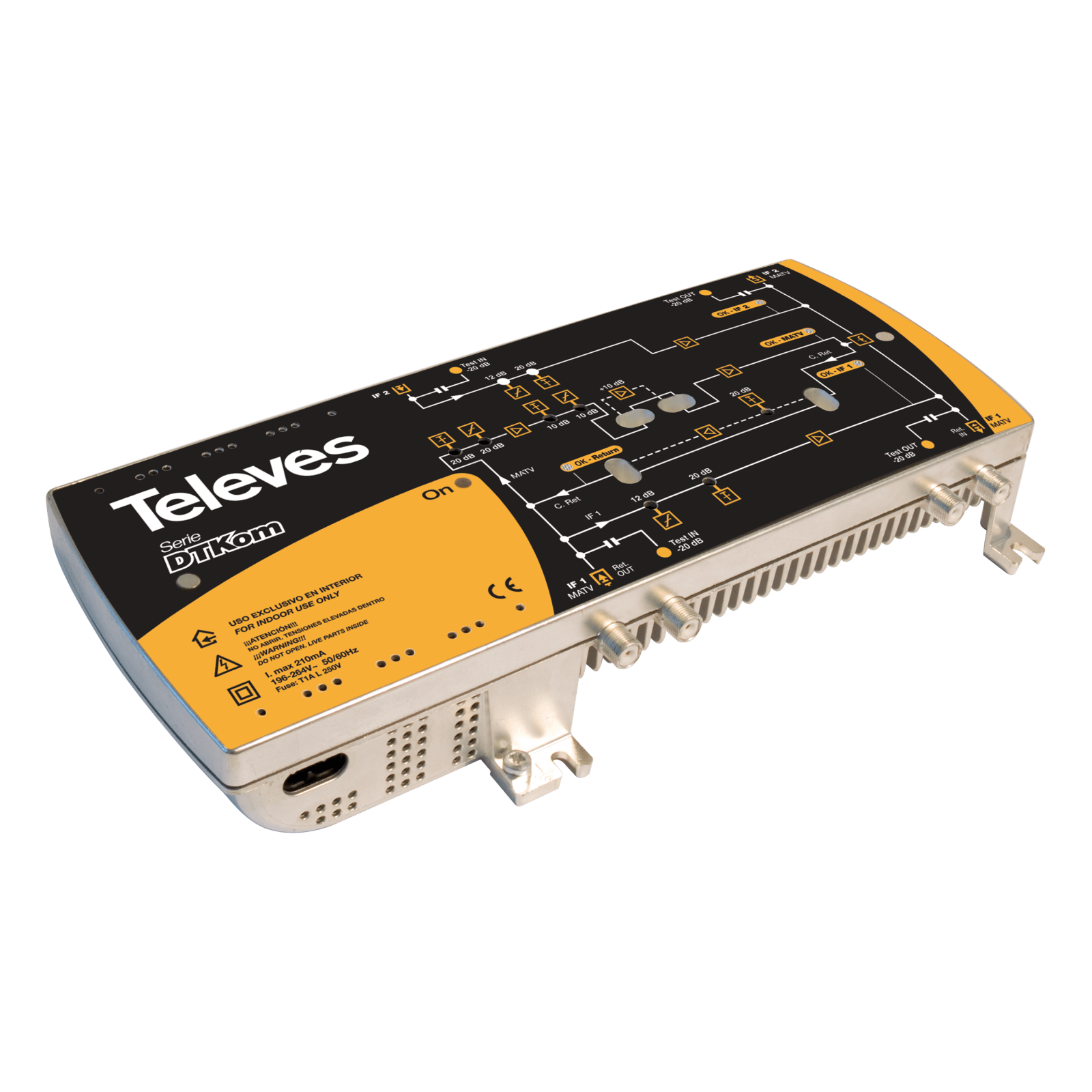 TELEVES - Centrale larga banda DTKom, doppia linea, power doubling 2 ingressi: C.Retorno/VHF/UHF/IF1-IF2.