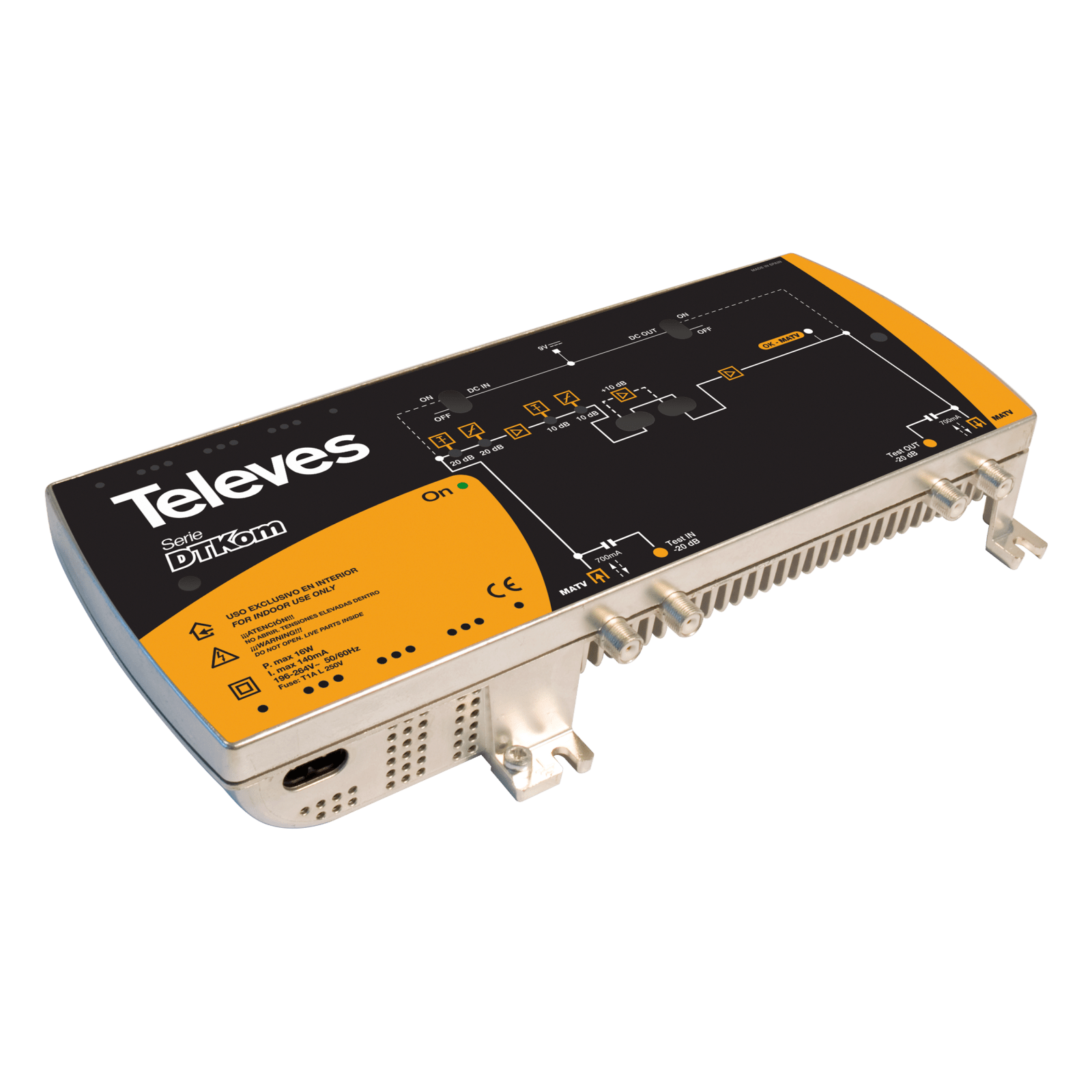 TELEVES - Centrale larga banda DTKom di linea, telealimentata 1 ingresso VHF/UHF G44DB.