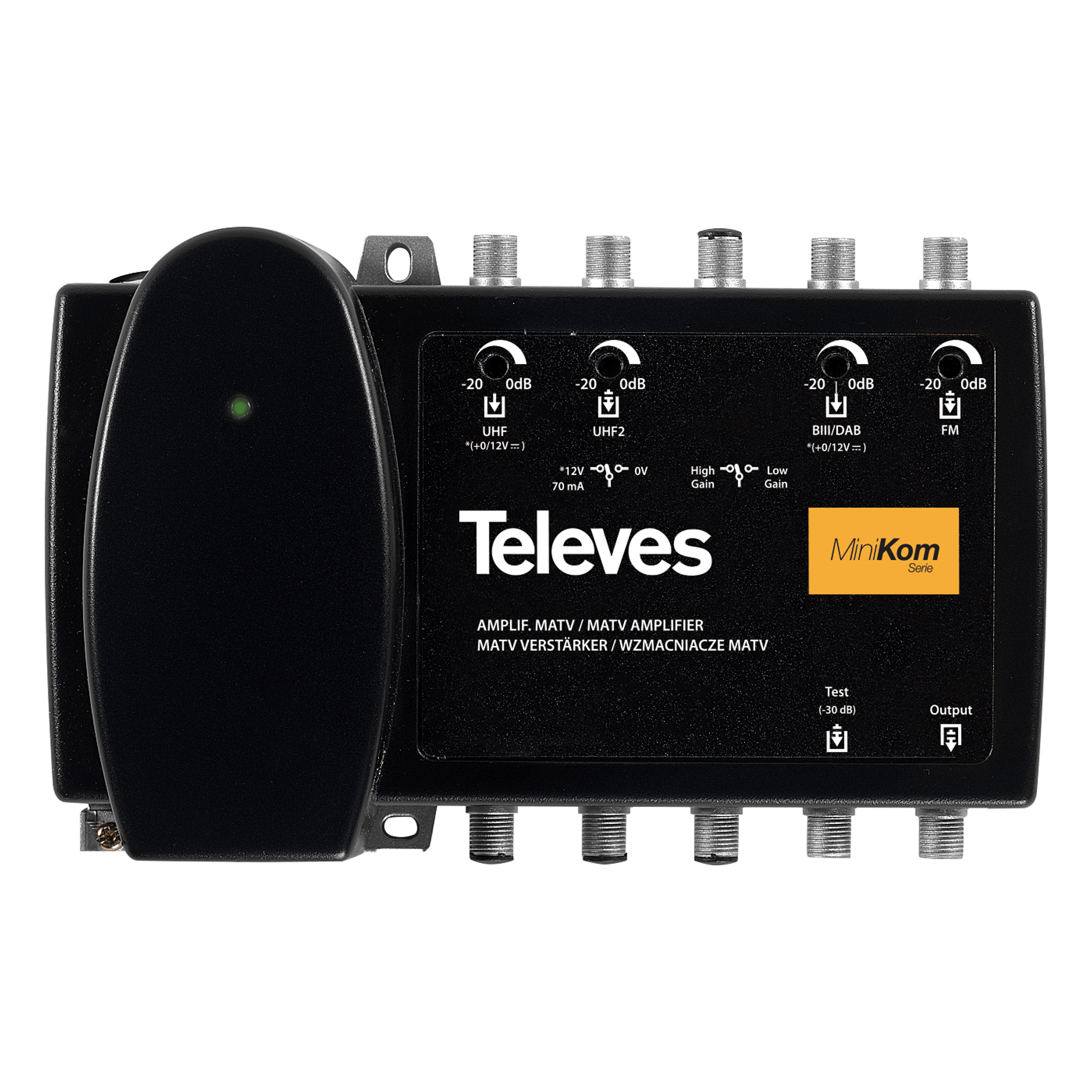 TELEVES - Centrale MiniKom AMP.MINIKOM MATV 4E/1S F larga banda 4 ingressi: FM-BIII/DAB-UHF-UHF.