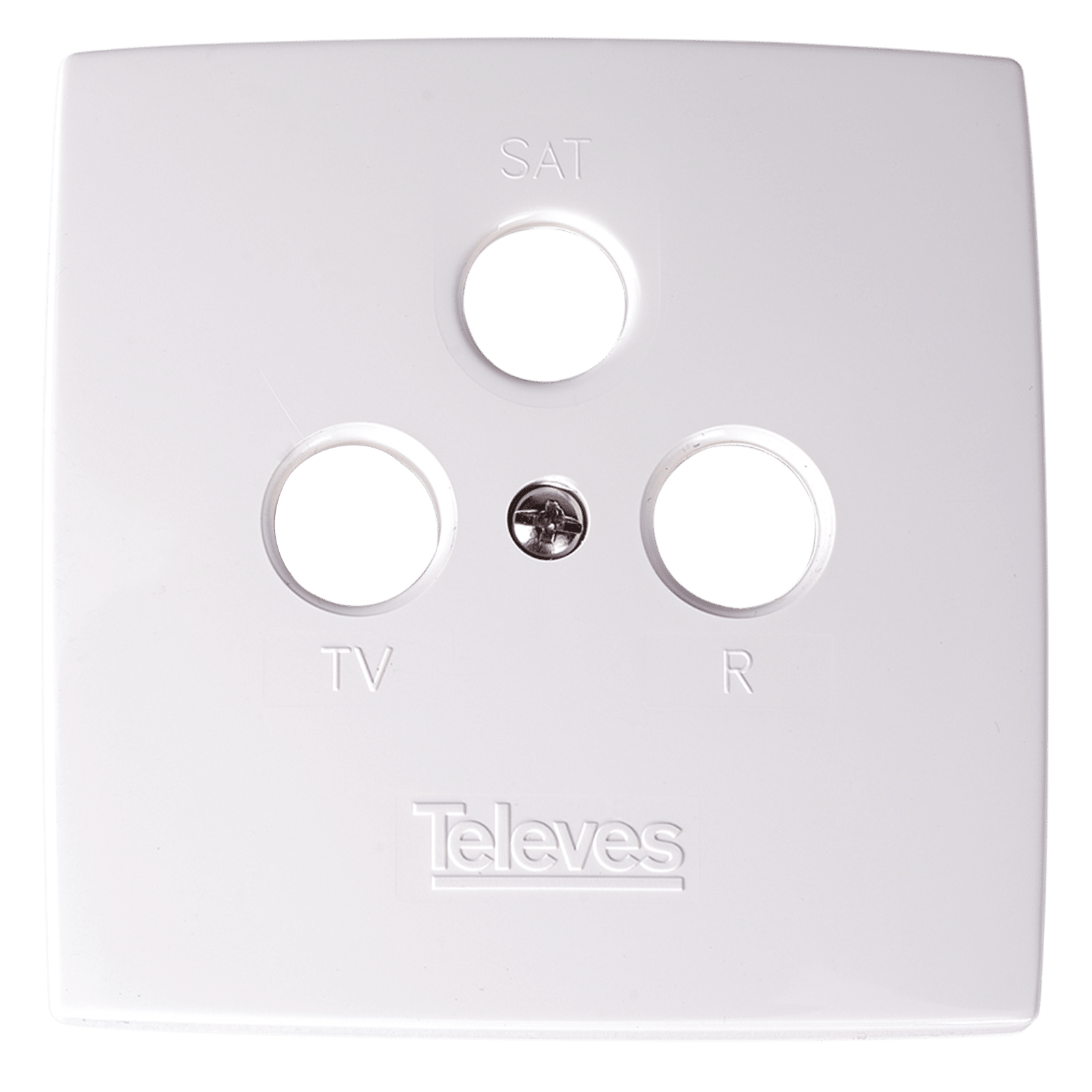 TELEVES - Coperchio TV/SAT/RADIO per presa bianco 3 connettori: TV-R-SAT. 544302