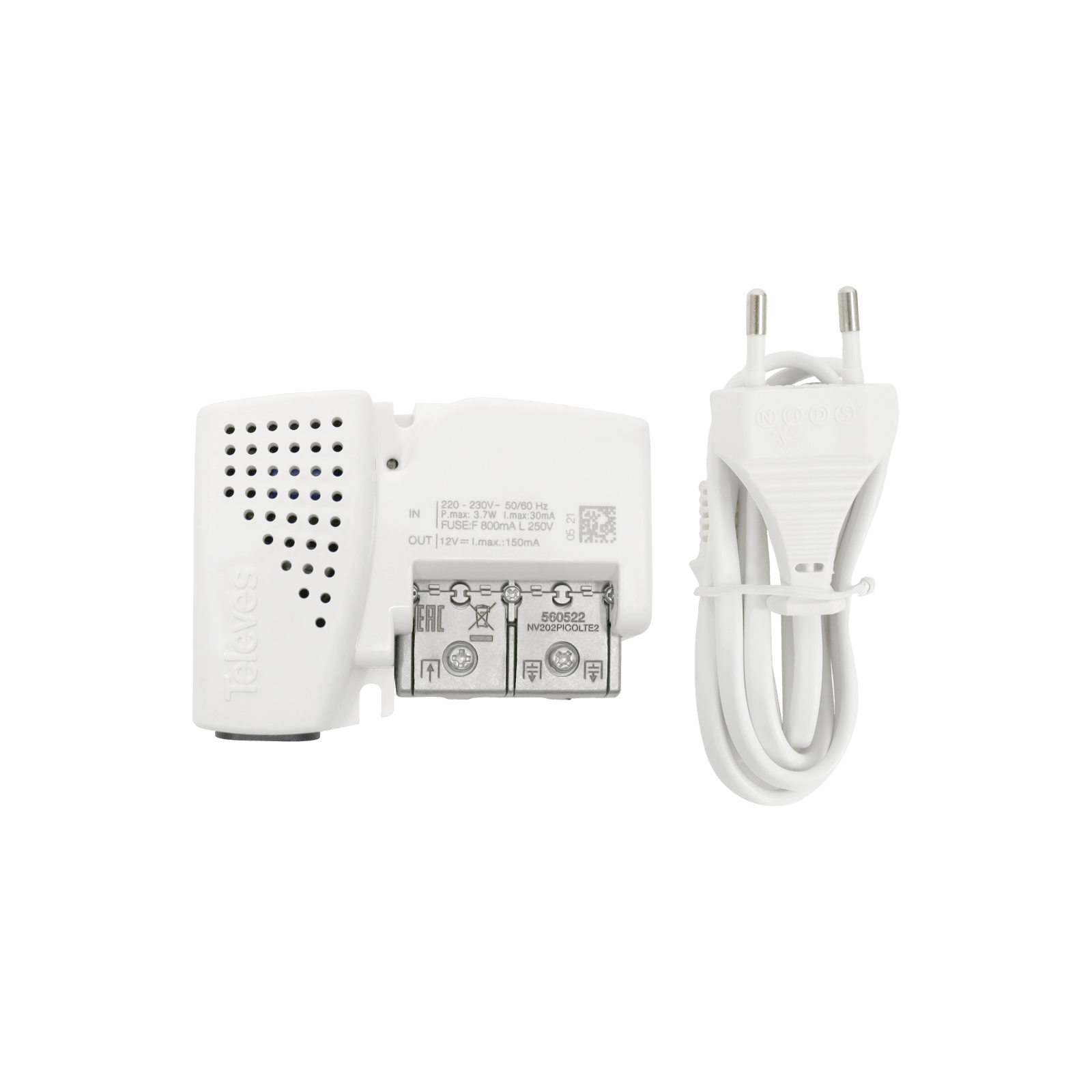 TELEVES - Amplificatore interno PicoKom 2 uscite VHF/UHF LTE700 Ready 47..694MHz G10/16dB autoregolazione.