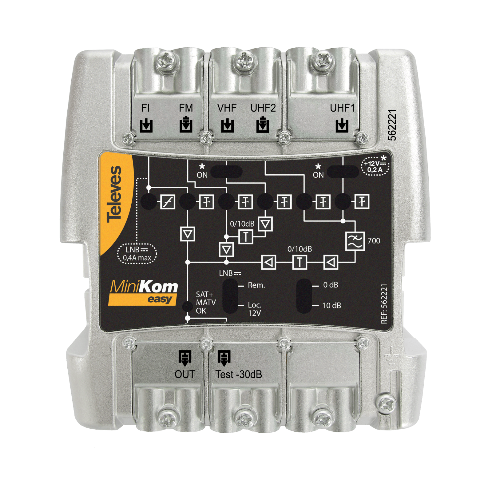 TELEVES - Centrale larga banda MiniKom EasyF 5 ingressi: FM-V-UHF-IF-SAT.