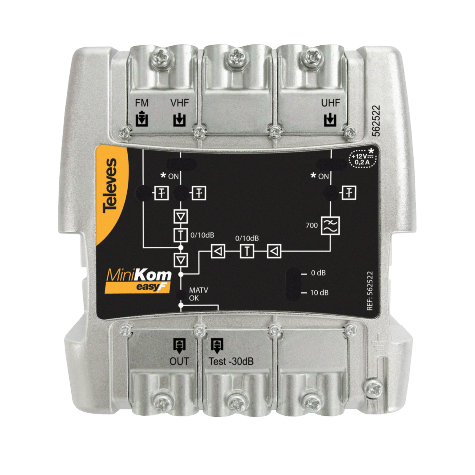 TELEVES - Centrale larga banda MiniKom EasyF 3 ingressi: FM-V-UHF. 562522