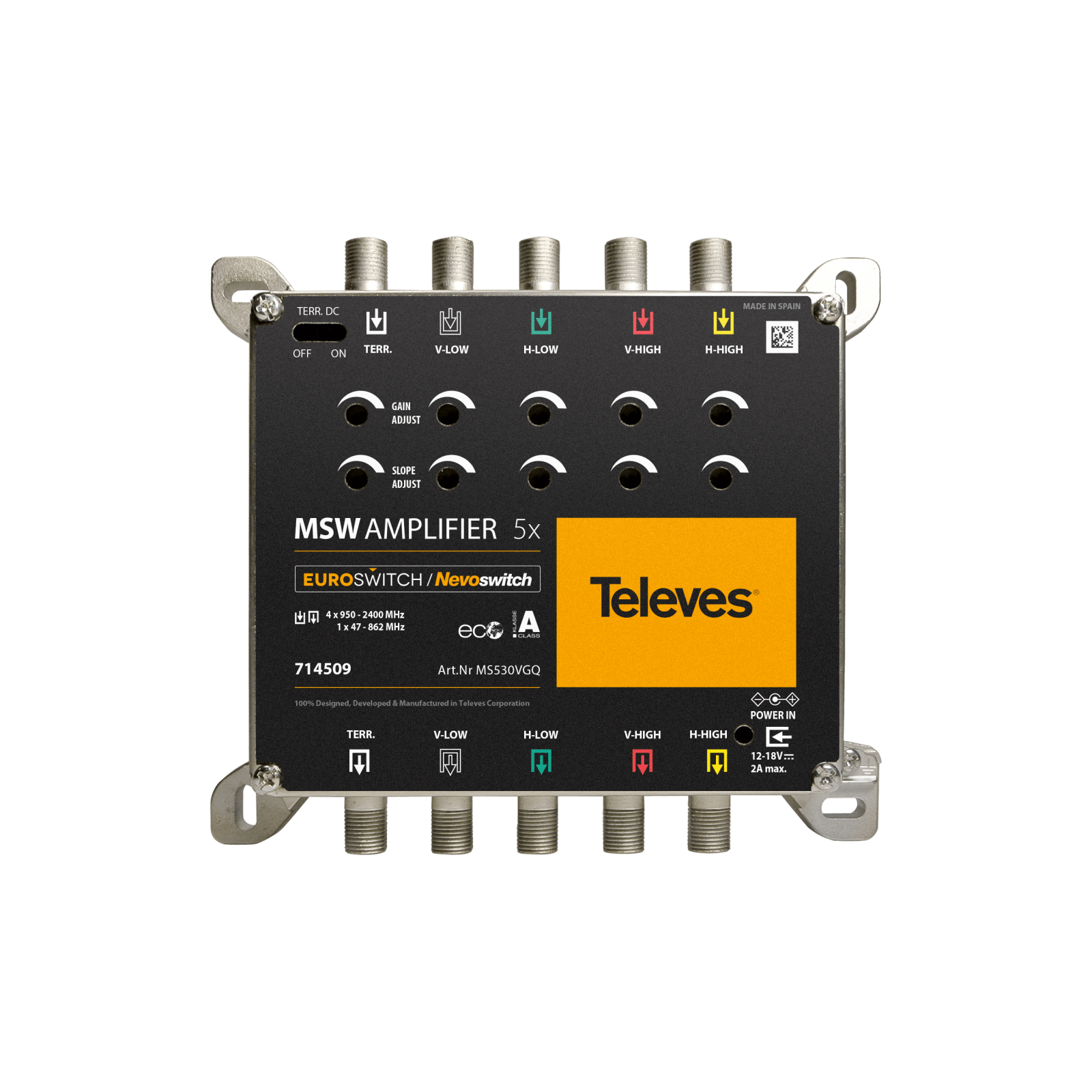 TELEVES - NevoSwitch Amplificatore 5x5 27/31dB, 5 ingressi VS115 satellite G27/25DB.