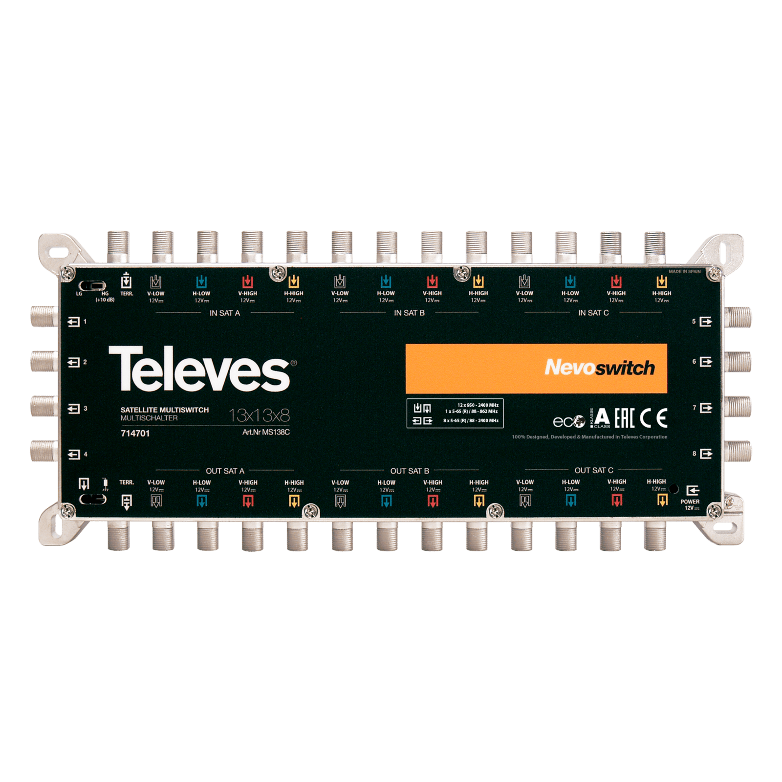 TELEVES - NevoSwitch 13x13x8 ingressi/uscite con terminale e cascata.