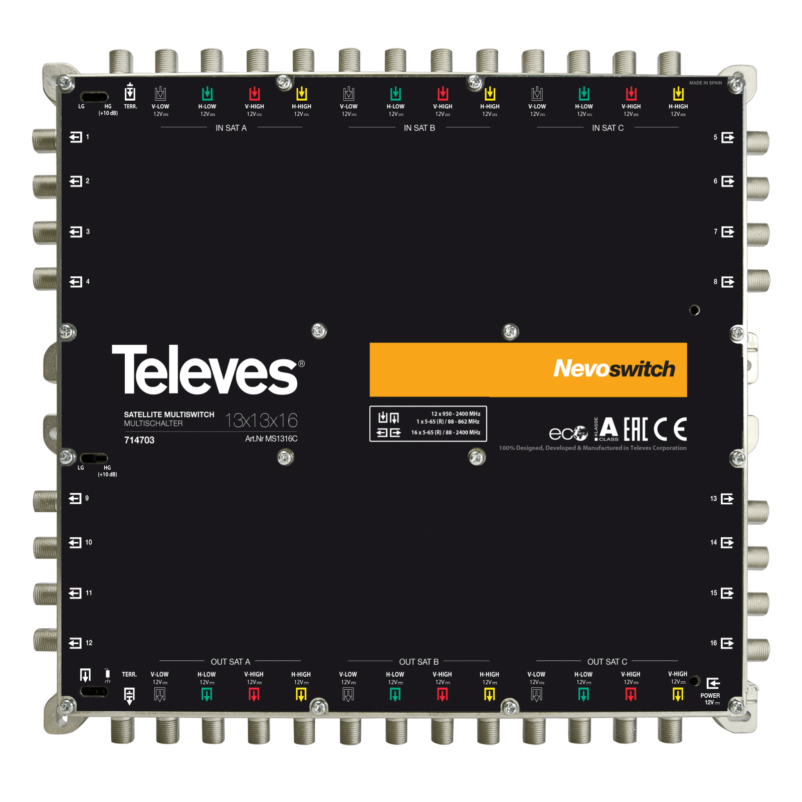 TELEVES - NevoSwitch 13x13x16 ingressi/uscite con funzione termica e cascata.