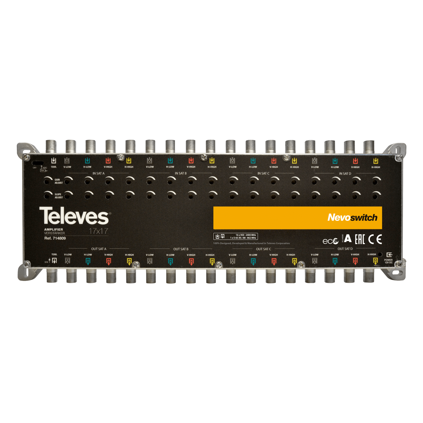 TELEVES - Amplificatore NevoSwitch MSW 17x17, 17 ingressi, guadagno 27/31dB, VS105.