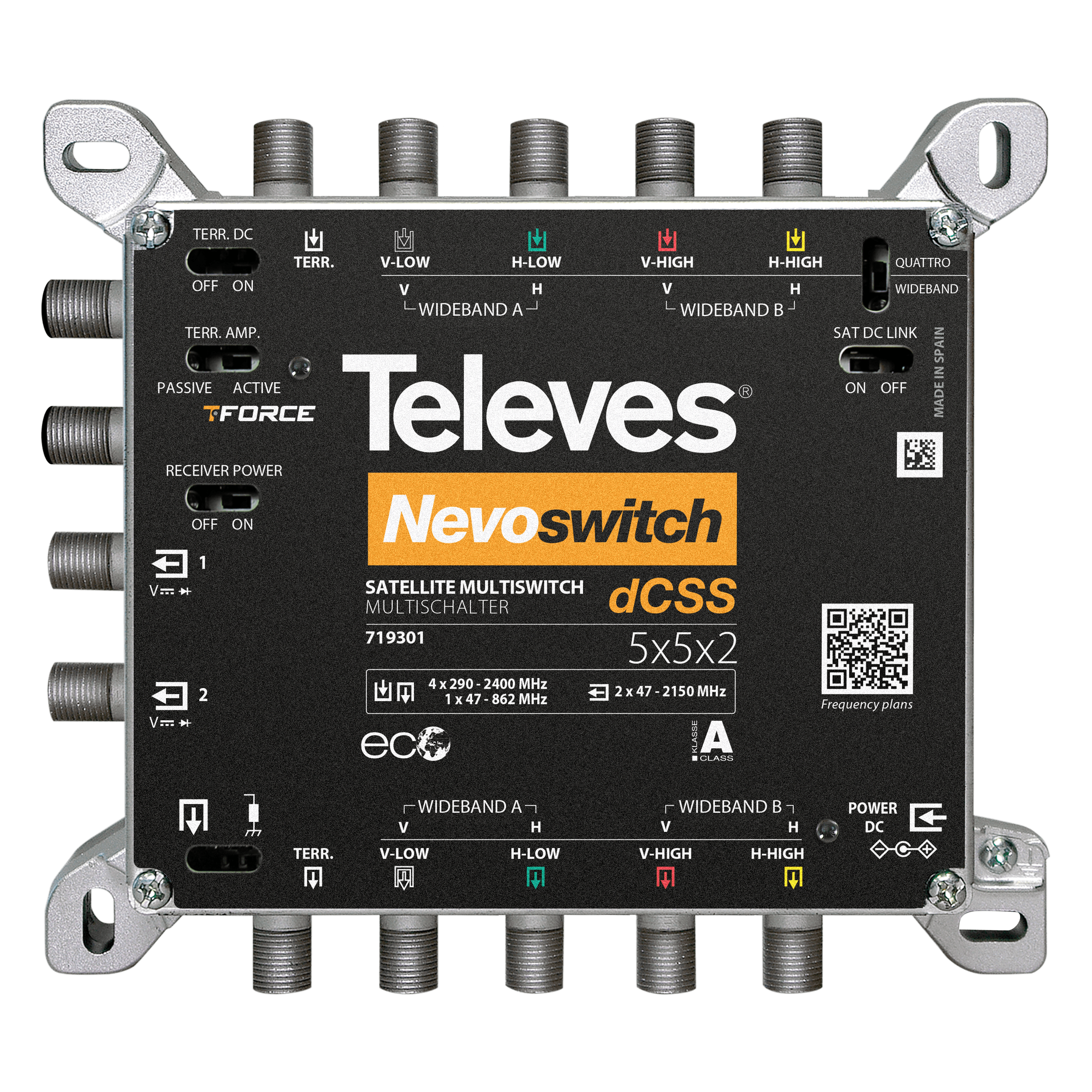 TELEVES - NevoSwitch DCSS 5 ingressi 2 uscite per 1 satellite Quattro o 2 satelliti WideBand.