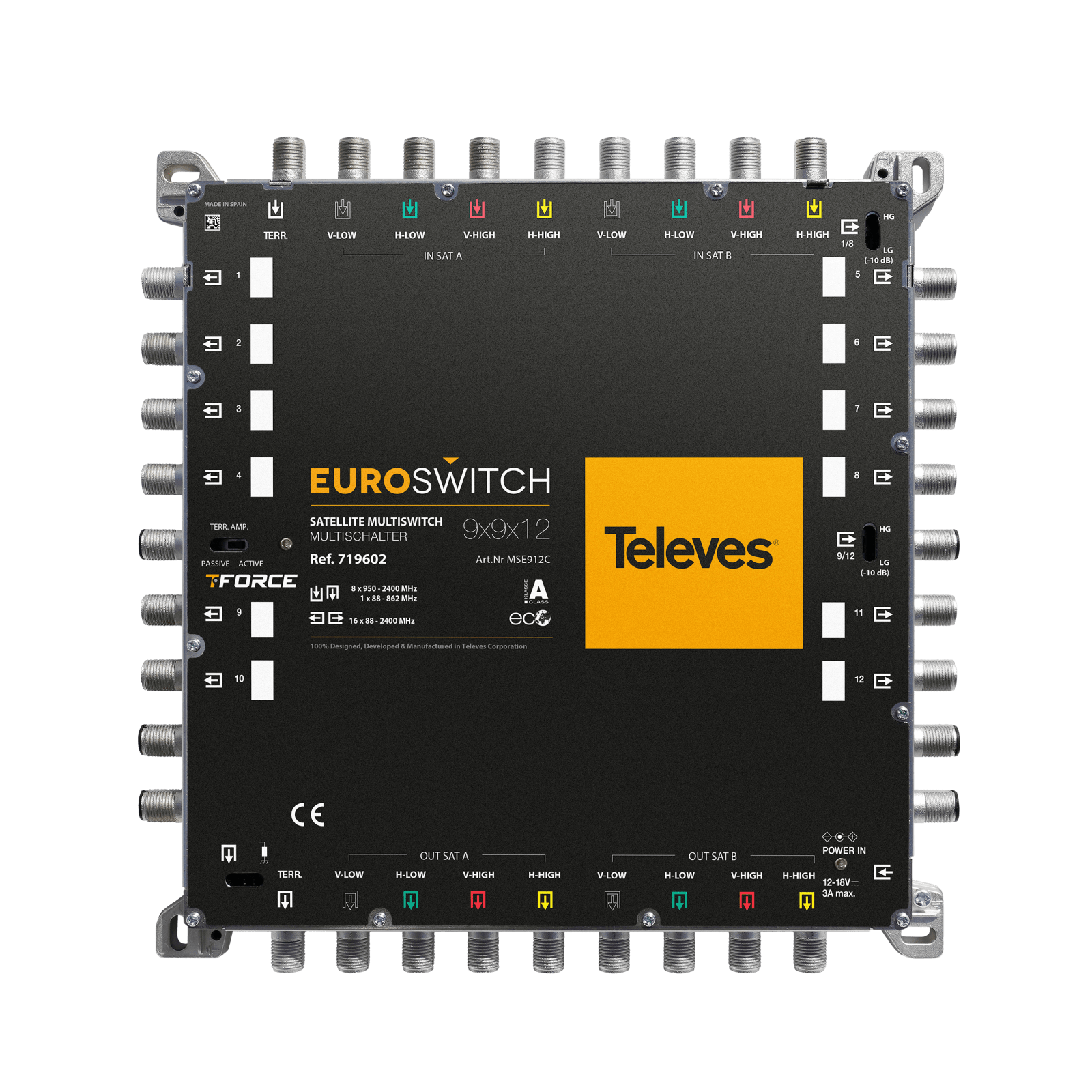 TELEVES - EuroSwitch 9 ingressi e 12 uscite, terminale a cascata.