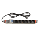 TELEVES - Ciabatta multipresa per Rack 19'' 1U con 6 prese Schuko e interruttore magnetotermico.