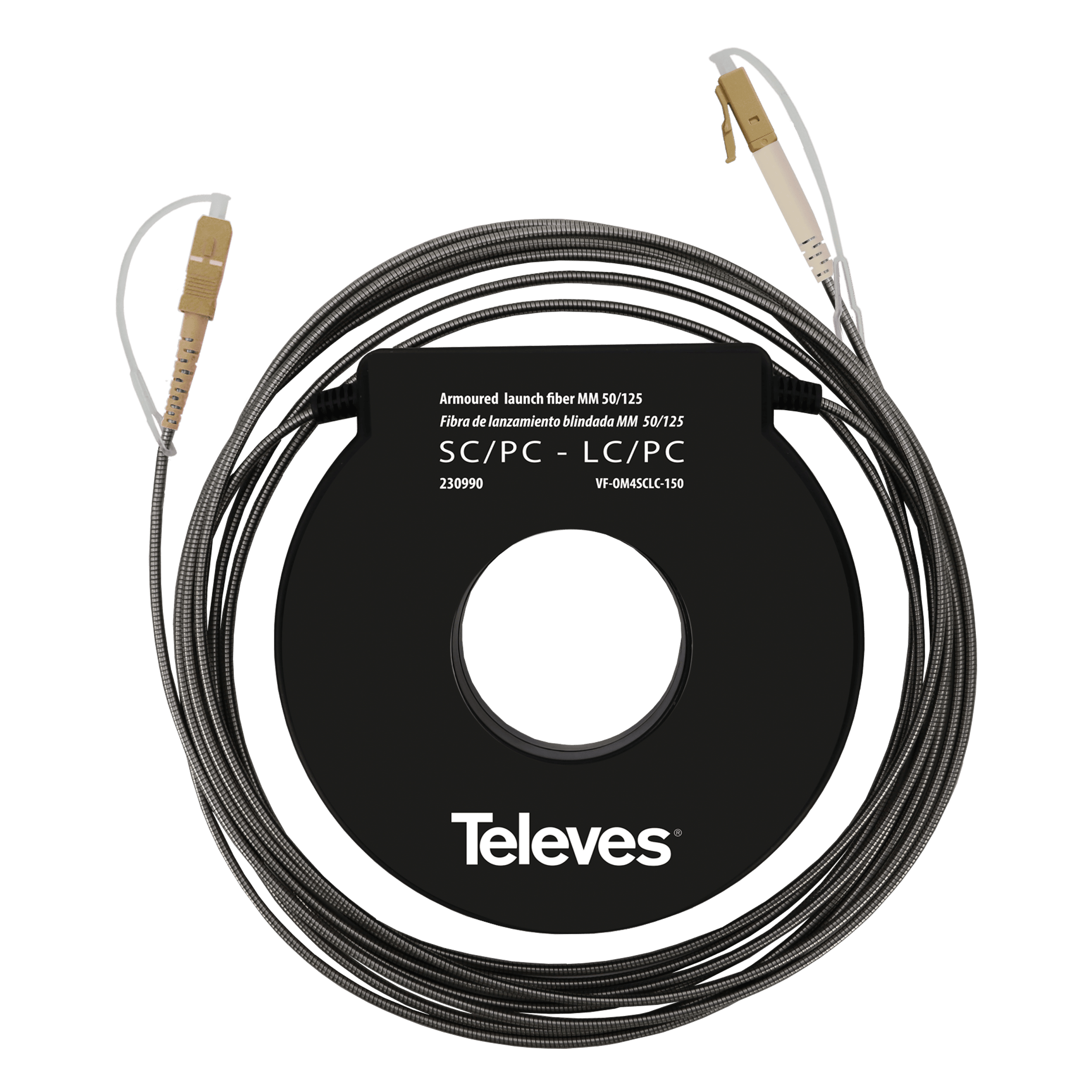 TELEVES - Fibra schermata per lancio OTDR, multimodale OM4 SC/PC-LC/PC da 150 metri.