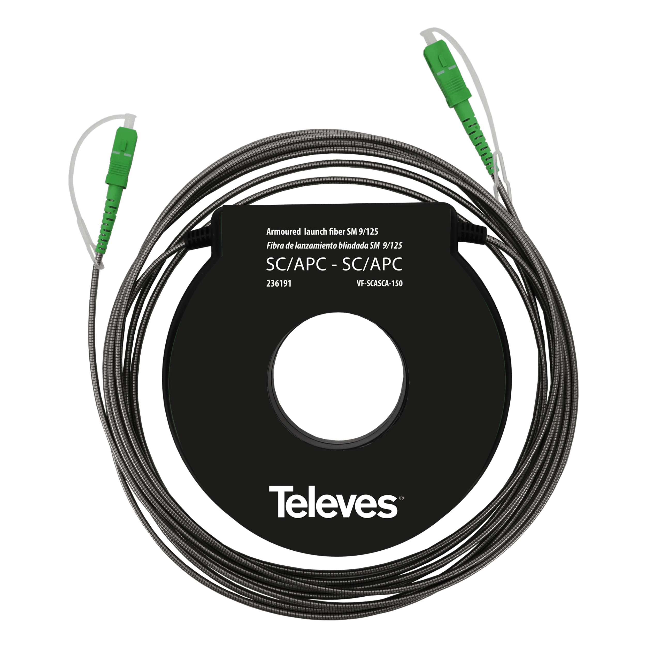 TELEVES - Fibra blindata di lancio monomodale 150 metri SC/APC-SC/APC per OTDR.