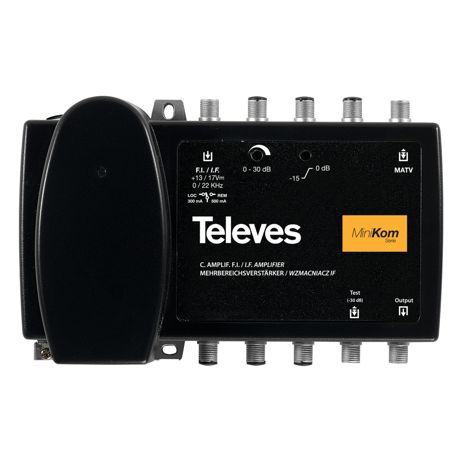 TELEVES - Centralino MiniKom F a banda larga 2 ingressi: VHF/UHF-IF 950-2200 MHz (Terrestre mix) G30-45dB 124dBuV.