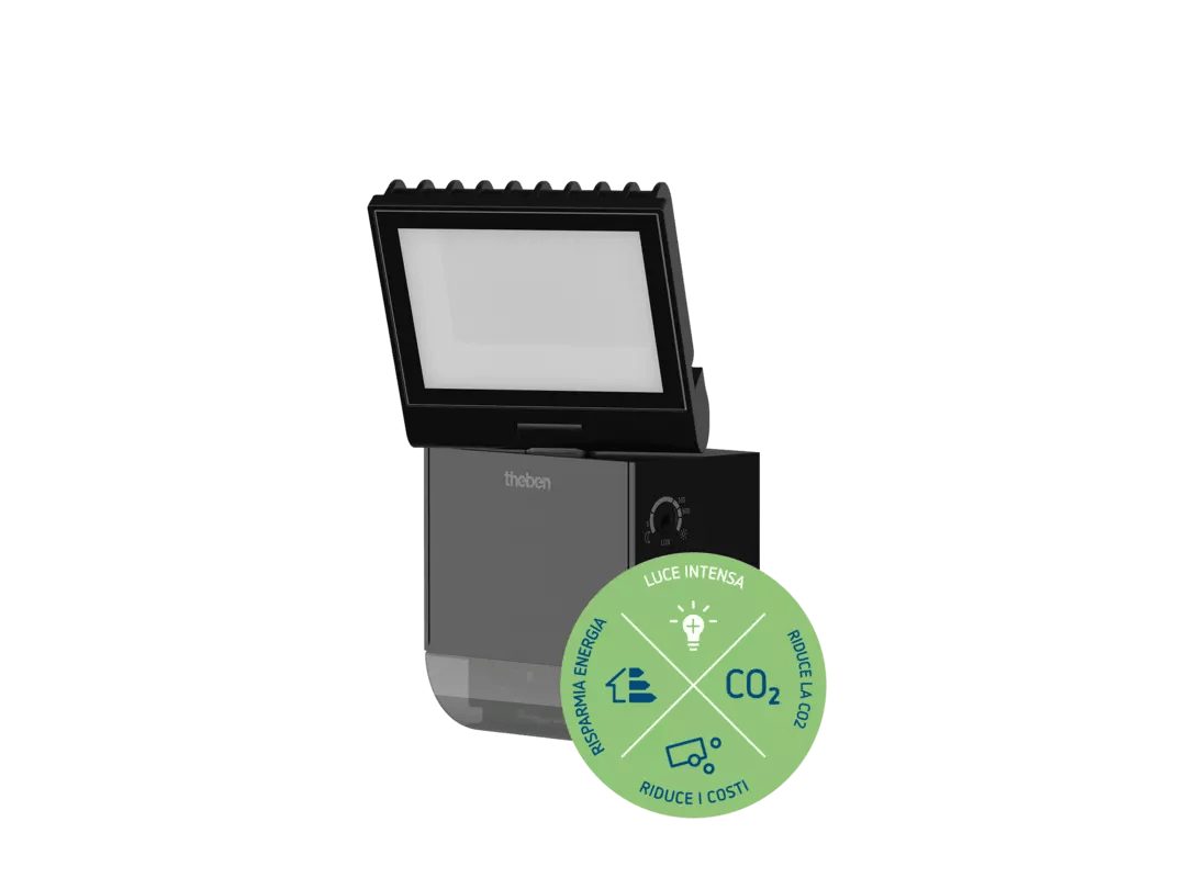 THEBEN - Faretto LED con rilevatore di movimento, nero, 4000 K, 900 lm