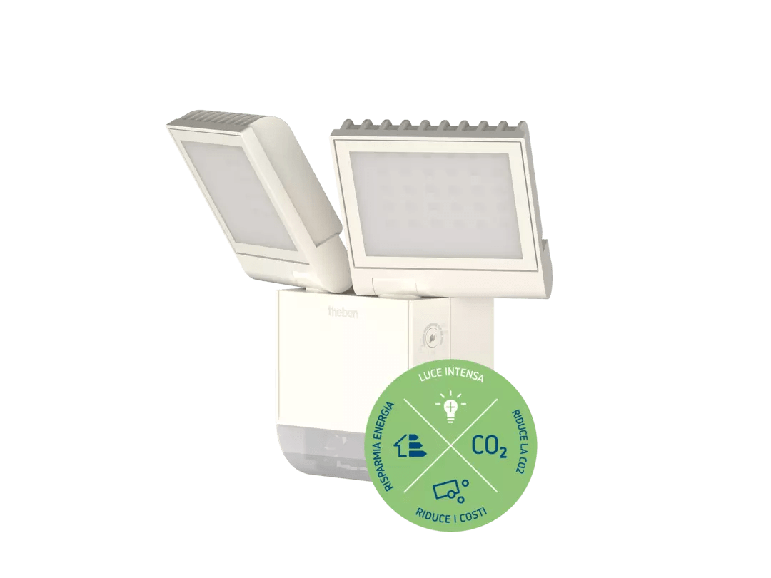 THEBEN - Faretto LED con rilevatore di movimento, bianco, 4000 K, 2x900 lm