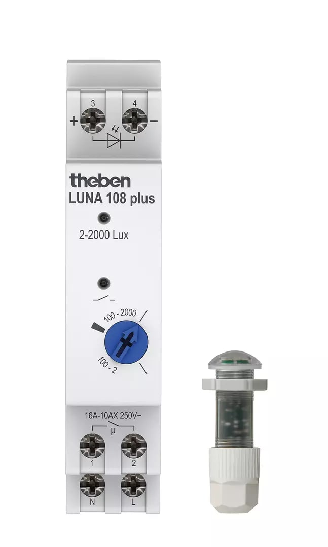 THEBEN - Interruttore crepuscolare per guida DIN, sensore di luminosità integrato