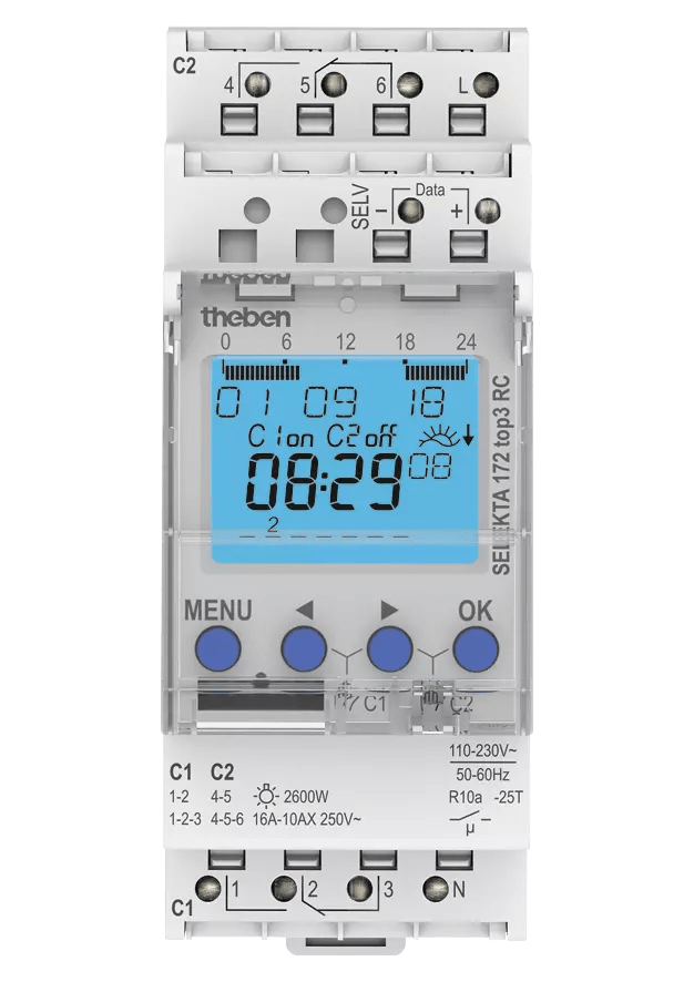 THEBEN - Timer digitale, programma astro e settimanale, 2 canali, possibilità di programmazione tramite app, DCF o GPS