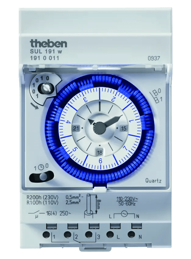 THEBEN - Timer modulare 7 giorni, plug-in rider, riserva di carica, 3 TE