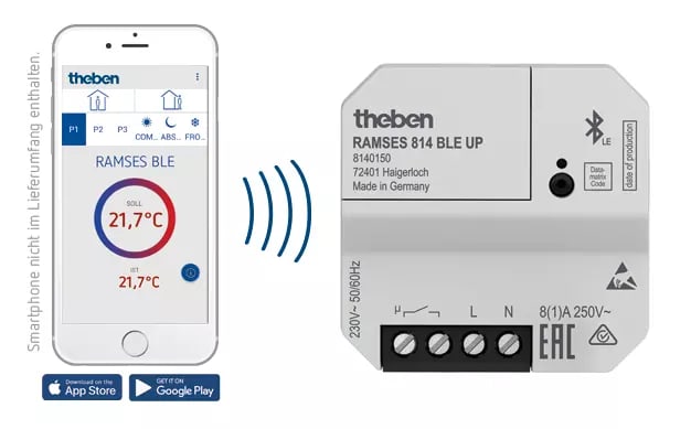 THEBEN - Orologio termostato digitale da incasso, programma settimanale, funzionamento tramite app