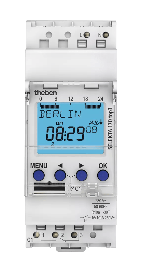 THEBEN - Timer digitale, programma astro e settimanale, 1 canale, possibilità di programmazione tramite app