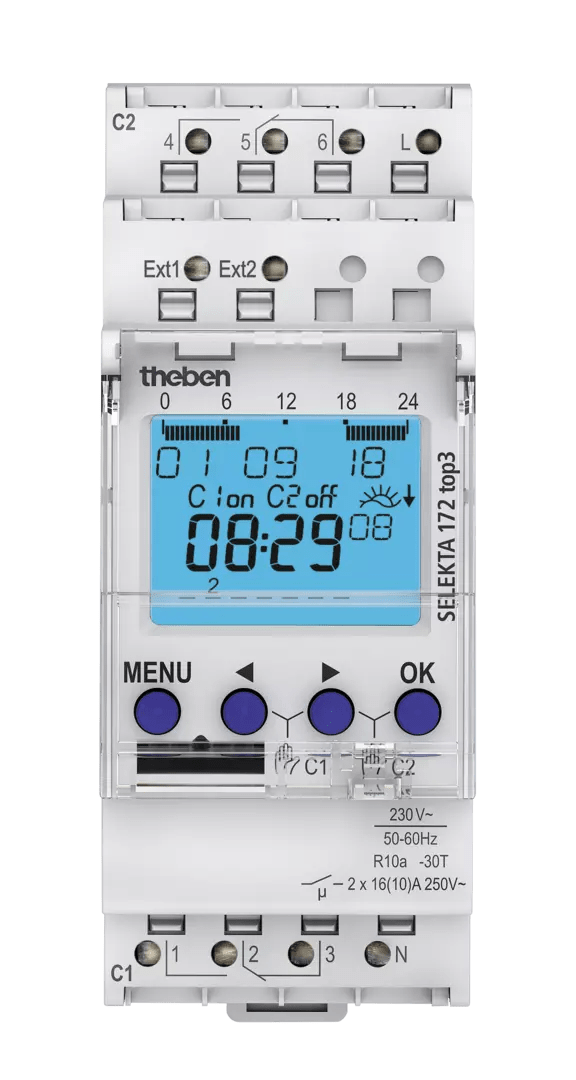 THEBEN - Timer digitale, programma astro e settimanale, 2 canali, possibilità di programmazione tramite app 1720130