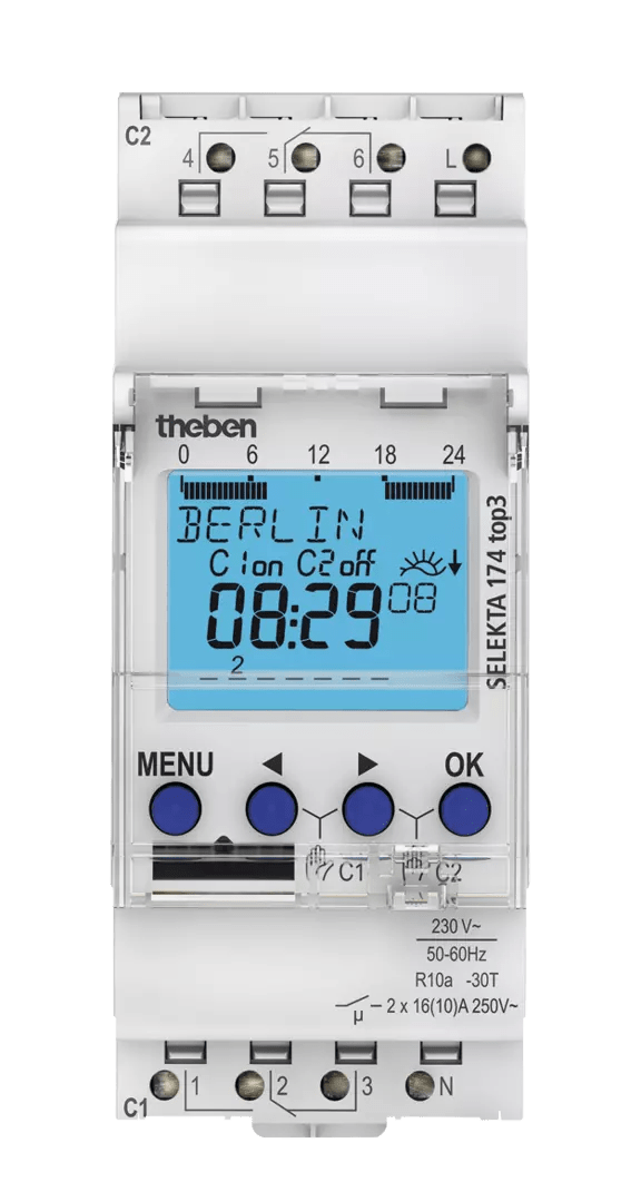 THEBEN - Timer digitale, programma astro e settimanale, 2 canali, possibilità di programmazione tramite app