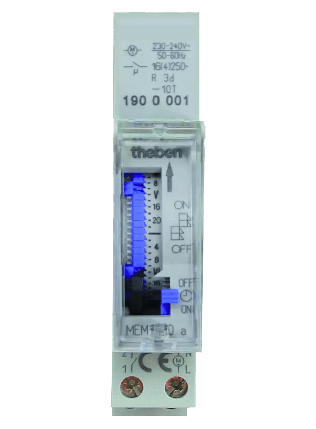 THEBEN - Timer modulare 7 giorni, segmenti, riserva di carica, 1 TE 1900001