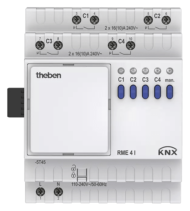 THEBEN - Attuatore di commutazione KNX a 4 pieghe, carico C, unità di estensione