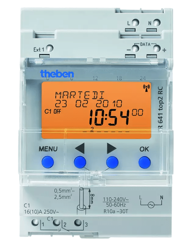 THEBEN - Installazione in serie interruttore orario annuale a 1 canale, espandibile e con capacità RC 6414300