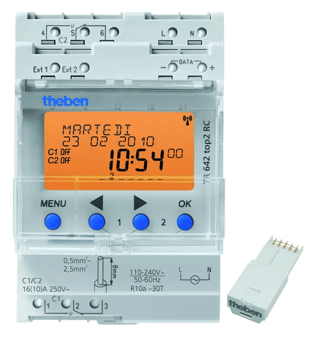 THEBEN - Installazione in serie dell'interruttore orario annuale a 2 canali, espandibile e con capacità RC 6420300