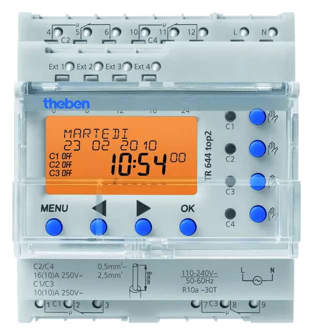 THEBEN - Installazione in serie dell'interruttore orario annuale a 4 canali, interfaccia OBELISK