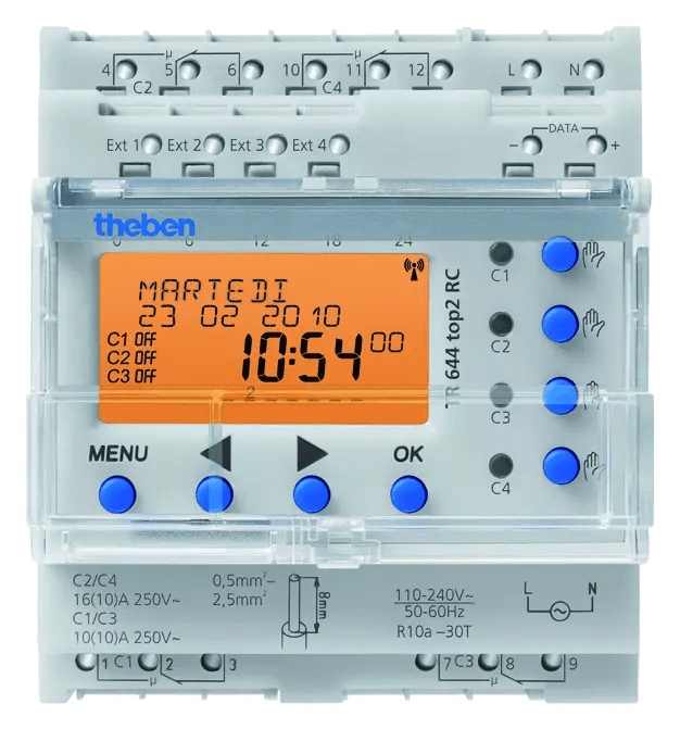 THEBEN - Installazione in serie dell'interruttore orario annuale a 4 canali, espandibile e con capacità RC