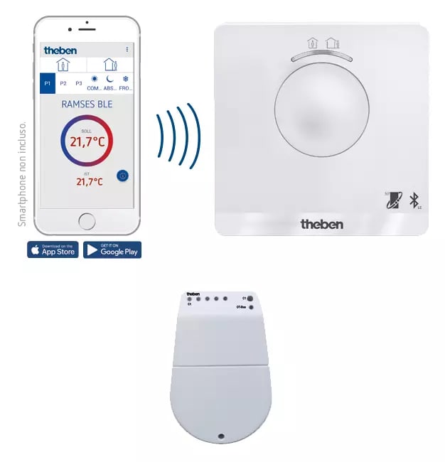 THEBEN - Orologio termostato digitale, programma settimanale, funzionamento tramite app, scatola di comando esterna