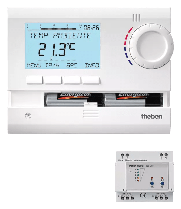 THEBEN - Termostato a orologio con radiocomando, 7 giorni, controllo a 2 zone