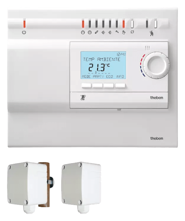 THEBEN - Regolatore di riscaldamento a 7 canali con compensazione delle condizioni atmosferiche, f. 2 generatori di calore