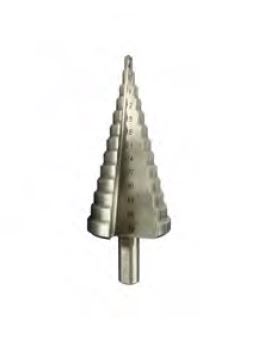 TRADEFORCE - Punta conica a gradino da 4 a 39 mm hss6542 per alluminio rame plastica acciaio e legno