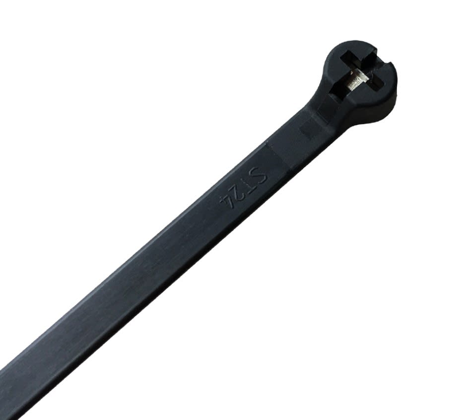 TRADEFORCE - Fascetta con dente in acciaio inox, 200*4.8mm, nero, interno/esterno, 100 pz 0000460099