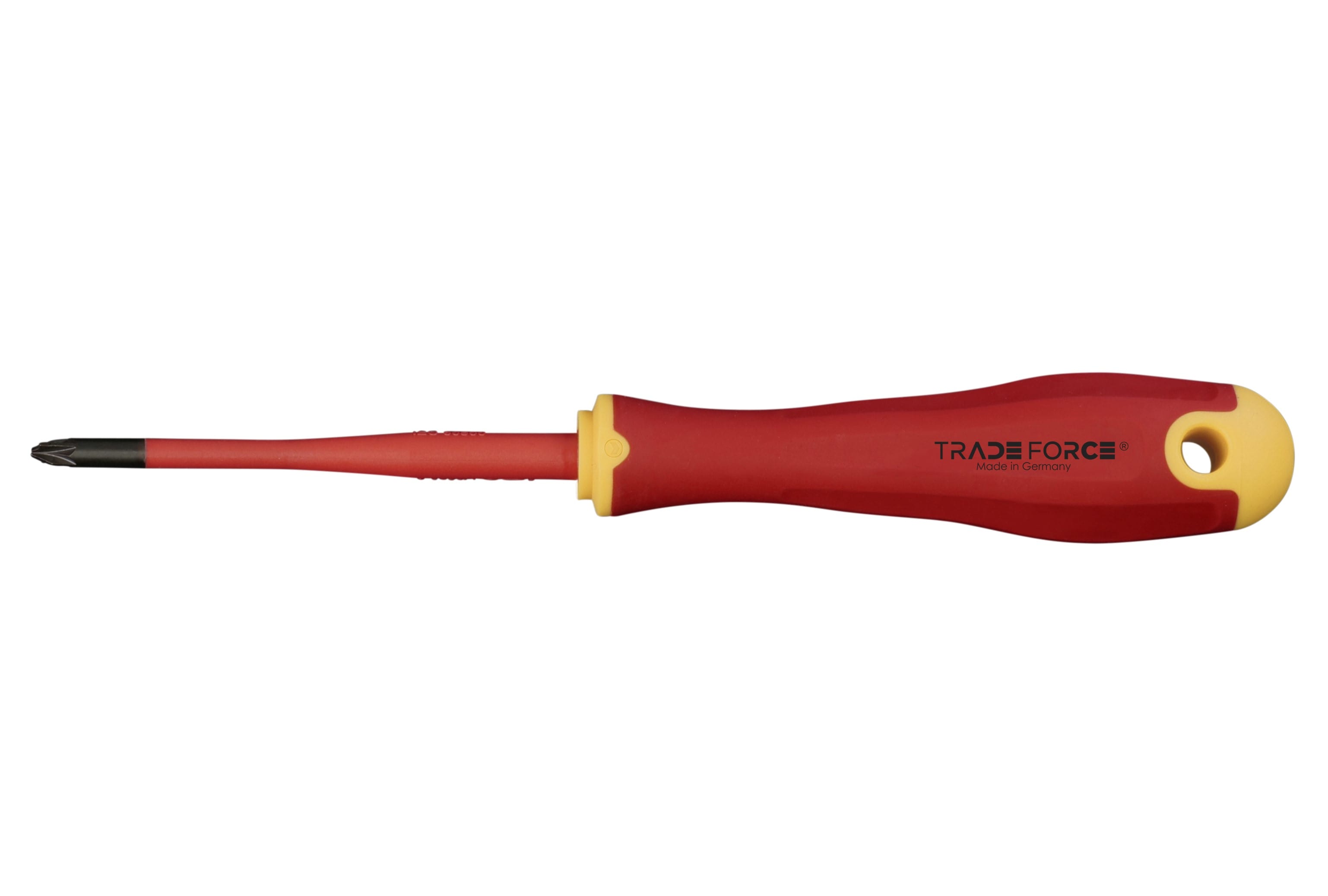TRADEFORCE - Cacciavite isolato a doppia funzione SL/PZ (taglio/Pozidriv), lunghezza 80 mm – Design sottile E-slim con isolamento iniettato