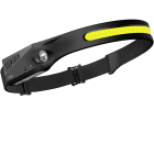 TRADEFORCE - Lampada frontale LED 300lm 31m 3.7V 1200mAh batteria Li ricaricabile IP44 guscio in silicone