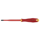 TRADEFORCE - Cacciavite isolato con punta a taglio (slotted) 6.5 mm, lunghezza 125 mm – Design sottile E-slim con isolamento iniettato