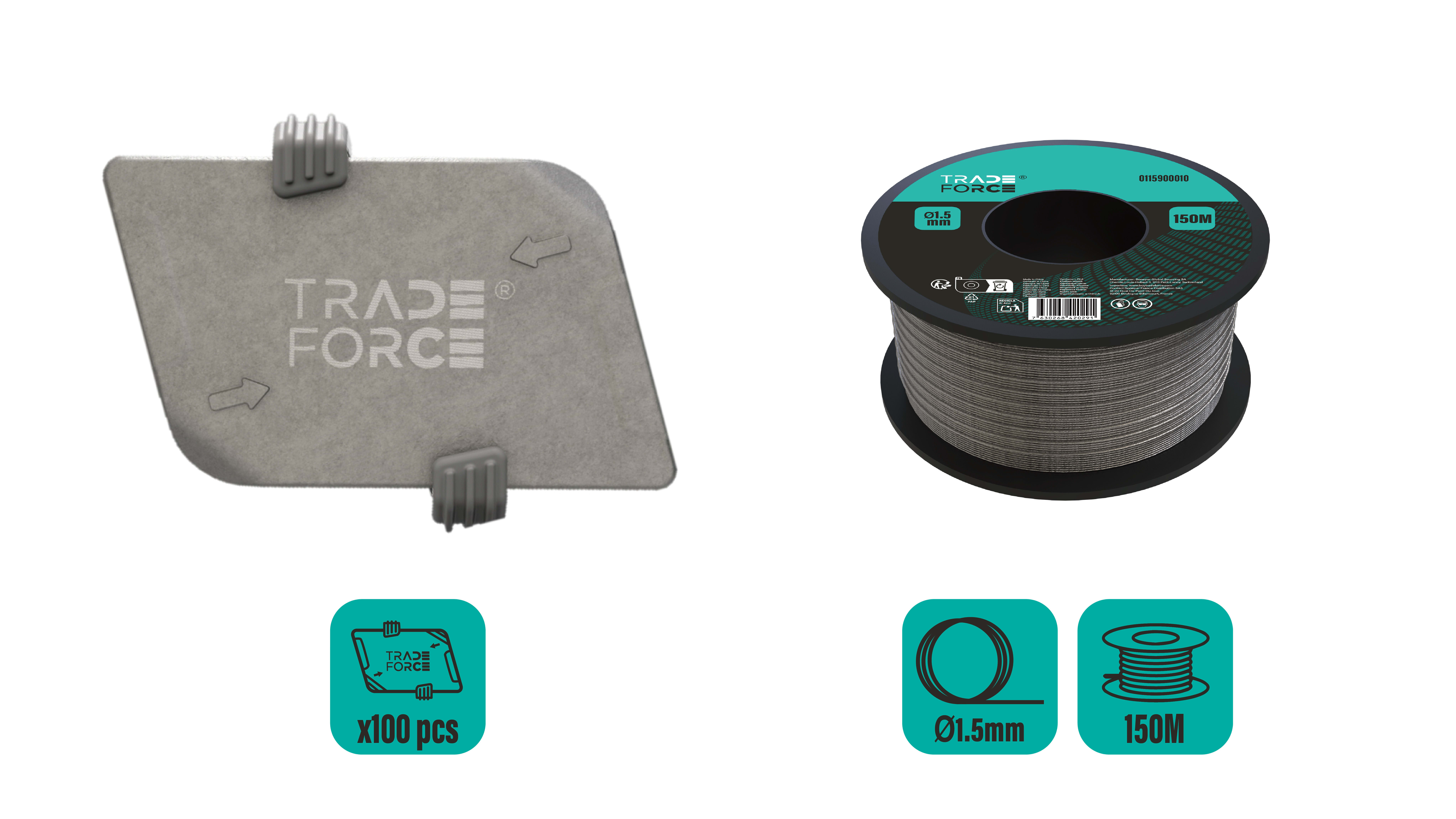 TRADEFORCE - 100 PZ BLOCCAGGIO + FILO 150 M D1,5 MM